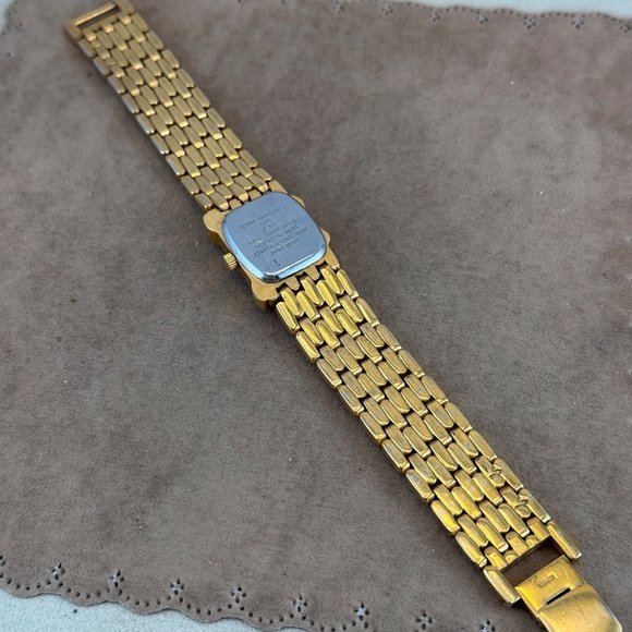 Gloria Vanderbilt Trapezoid Gold Tone Bracelet Dress Watch